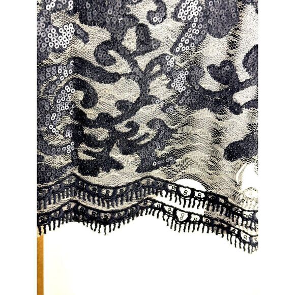 GORGEOUS ASTR Sheer, Lacy Sleeveless Black Top w/ Sequins, Fringe, Size S EUC - Picture 4 of 7